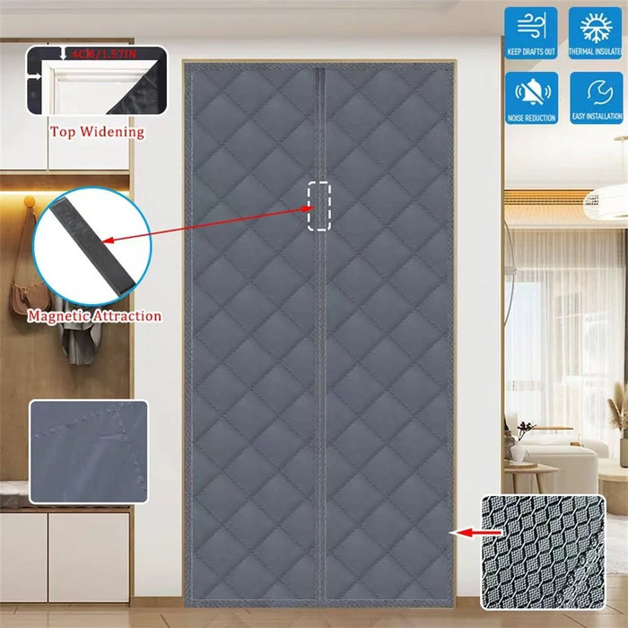 120 x 210cm Winter Thermal Door Curtain Magnetic Adhesive Windproof Partition Curtain No Drilling Required for Home - Coffee - 3