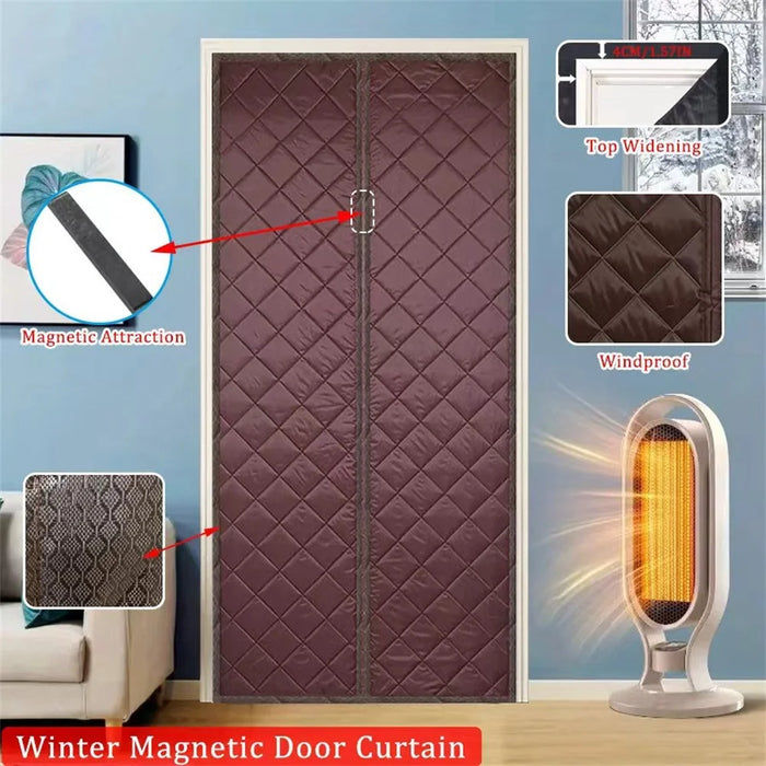 120 x 210cm Winter Thermal Door Curtain Magnetic Adhesive Windproof Partition Curtain No Drilling Required for Home - Coffee - 5