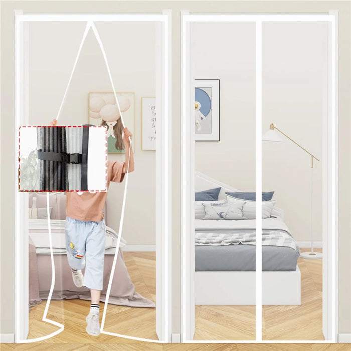 80 x 210cm Magnetic Screen Door Curtain Mesh Insect Barrier No Drilling Privacy Divider for Kitchen / Bedroom - Black - 3