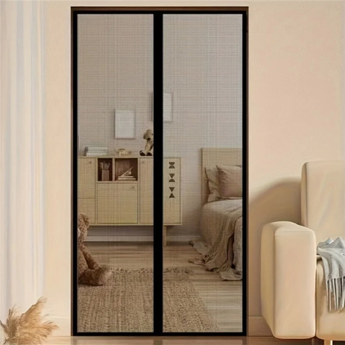 90 x 210cm Magnetic Screen Door Curtain Mesh Insect Barrier No Drilling Privacy Divider for Kitchen / Bedroom - Black - 5