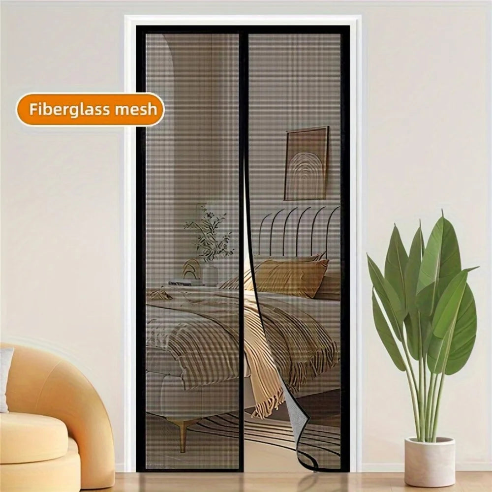 100 x 210cm Magnetic Screen Door Curtain Mesh Insect Barrier No Drilling Privacy Divider for Kitchen / Bedroom - White - 4