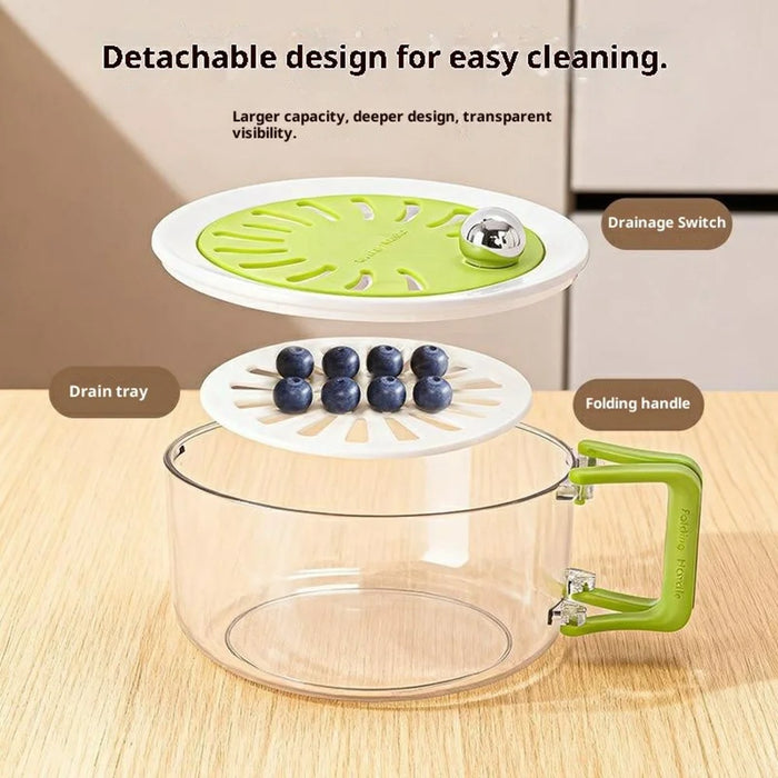 Double Layer Draining Box Large Capacity Fruit Washing Basket Detachable Washing Basket(BPA-Free) - Green - 2