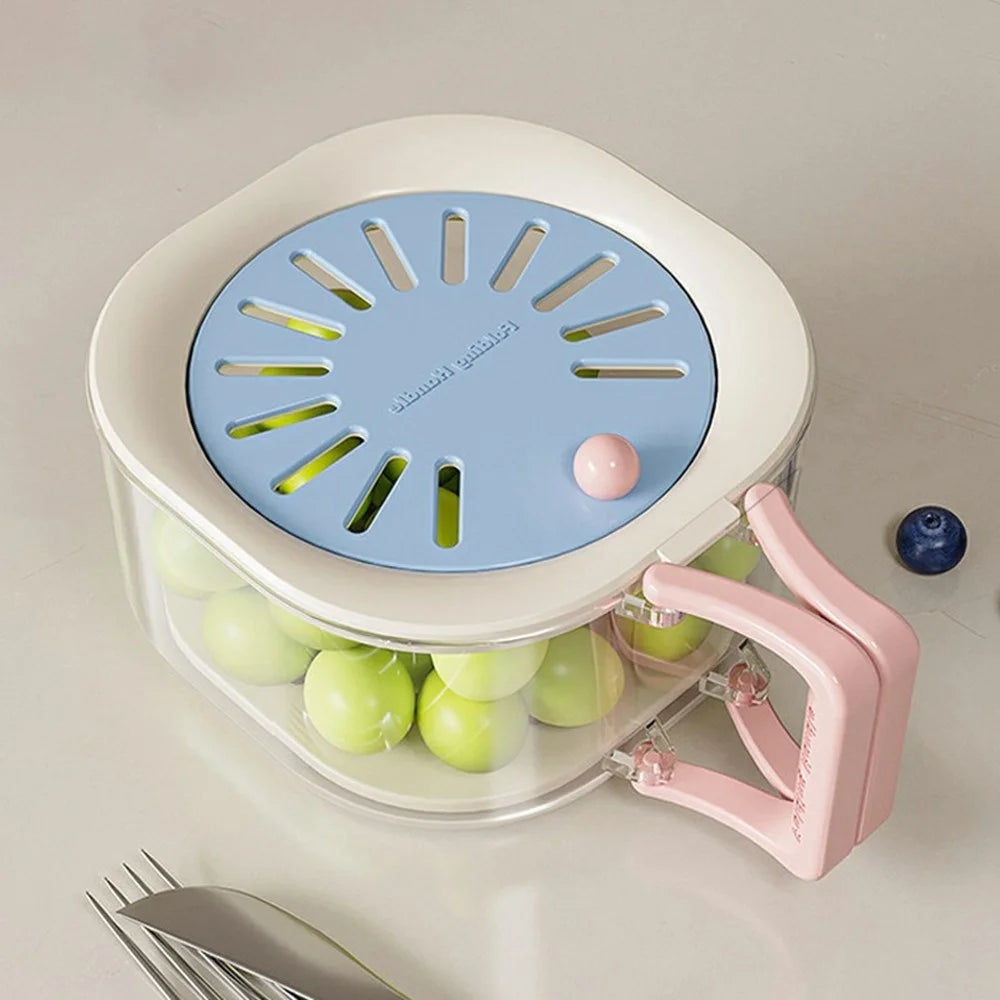 2 in 1 Drainage Tray Thickened Fruit Washing Basket Efficient Drainage Vegetable Washing Basket - Sky Blue - 1