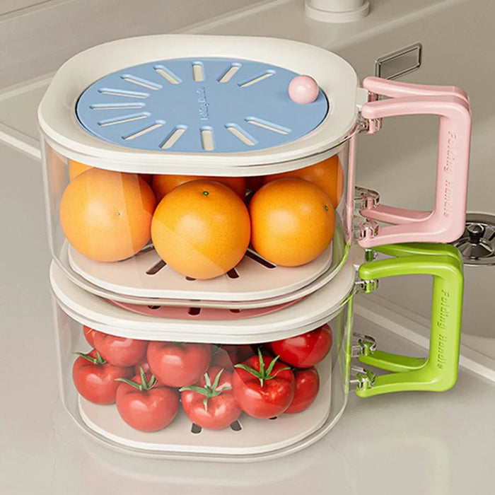 2 in 1 Drainage Tray Thickened Fruit Washing Basket Efficient Drainage Vegetable Washing Basket - Sky Blue - 4