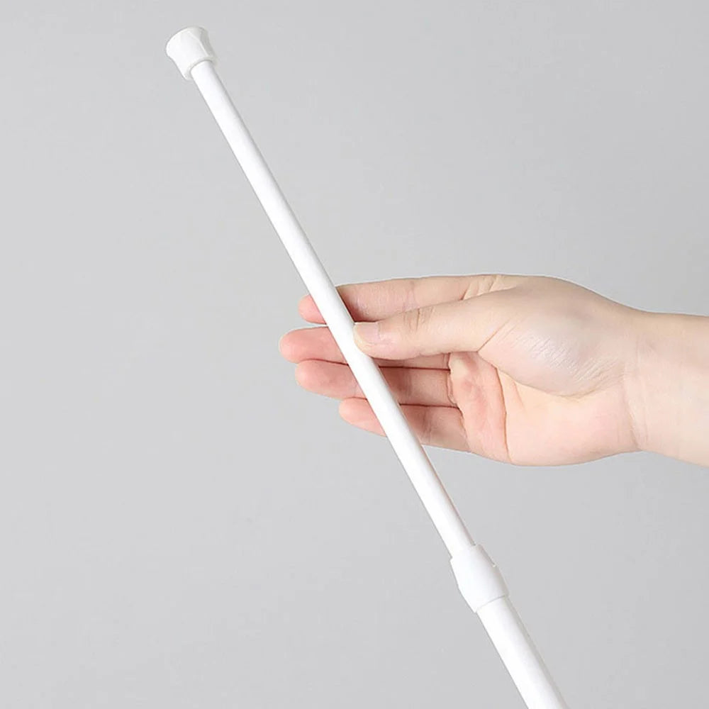 40-70CM Bathroom Towel Curtain Rod Telescopic Expandable Tension Rod Wardrobe Clothes Hanger Pole with 2 Rod Holder Hooks - White - 7