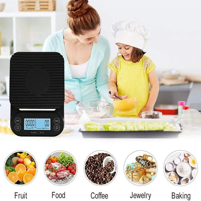 3kg Mini Electronic Scale High Precision 0.1g Digital Scale Clear LED Display Portable for Home Kitchen - Black - 3