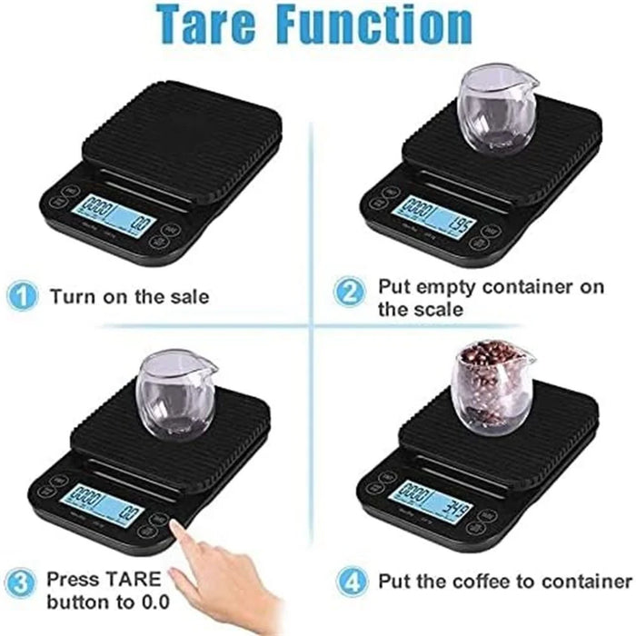 3kg Mini Electronic Scale High Precision 0.1g Digital Scale Clear LED Display Portable for Home Kitchen - Black - 4