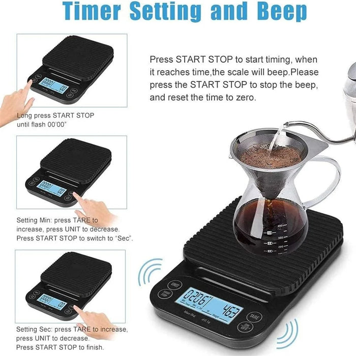 3kg Mini Electronic Scale High Precision 0.1g Digital Scale Clear LED Display Portable for Home Kitchen - Black - 5