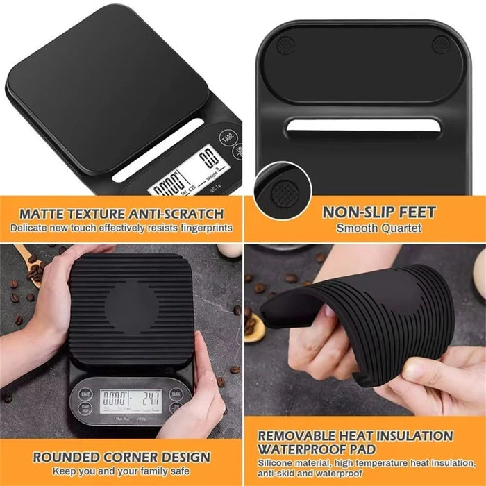3kg Mini Electronic Scale High Precision 0.1g Digital Scale Clear LED Display Portable for Home Kitchen - Black - 6