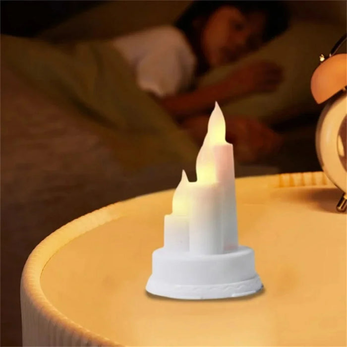 Electroplating LED Electronic Candle Light Rechargeable Flameless Candle Safe Convenient for Party Home Decor - White - 3