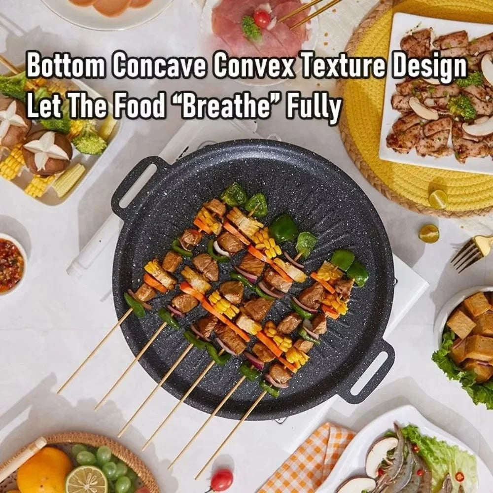 32cm Thickened Maifanite Non Stick Grill Pan Quick Heat Conduction Baking Tray Even Heat Distribution - Black - 4