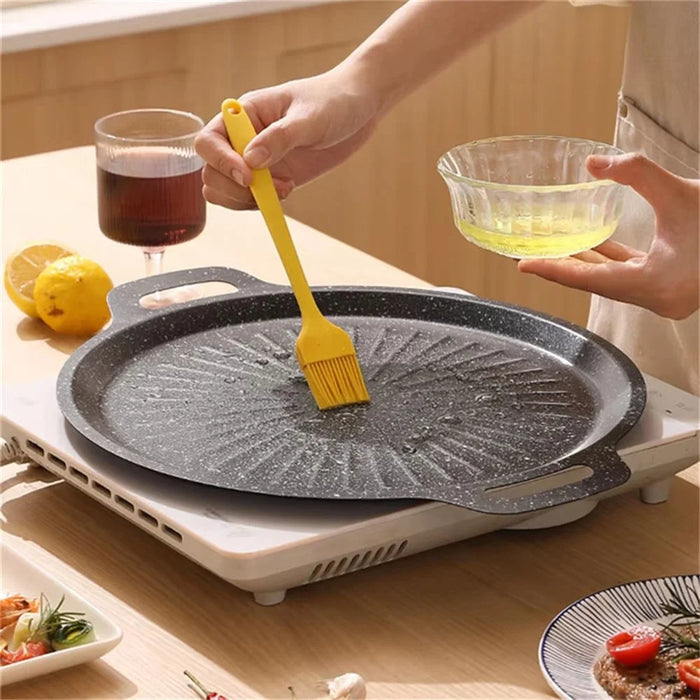 36cm Thickened Maifanite Non Stick Grill Pan Quick Heat Conduction Baking Tray Even Heat Distribution - Black - 3
