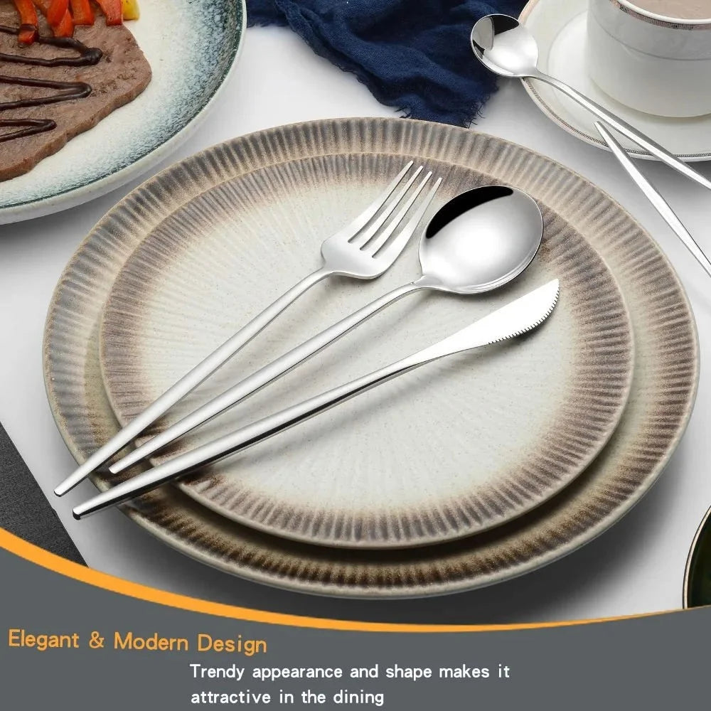 16Pcs Stainless Steel Cutlery Set with Knife Fork Spoon for 4 People Dishwasher Safe Dining Flatware (BPA Free, No FDA) - 4