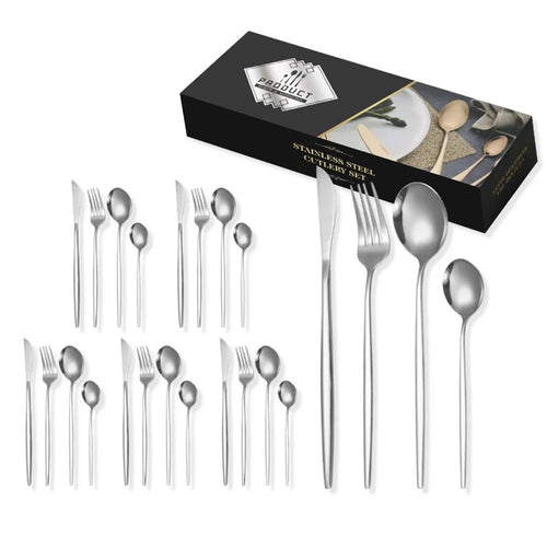 24Pcs Stainless Steel Cutlery Set with Knife Fork Spoon for 6 People Dishwasher Safe Dining Flatware (BPA Free, No FDA) - 1
