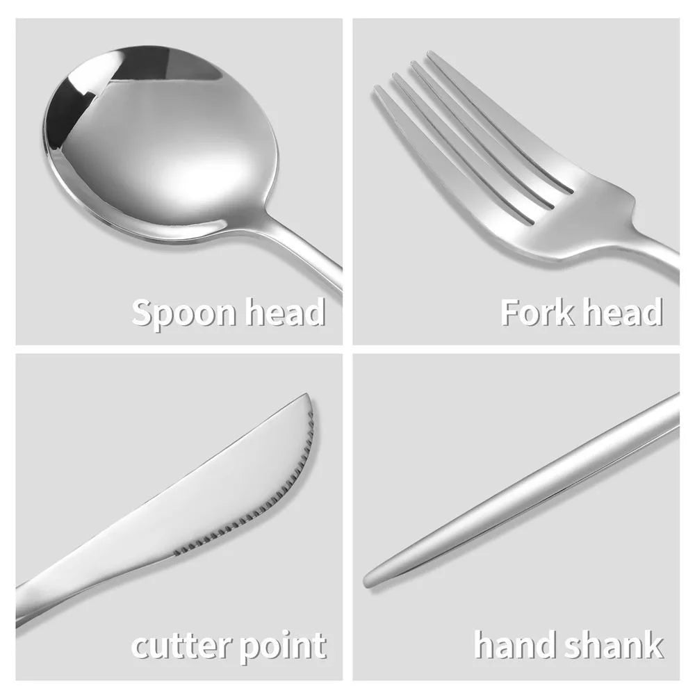 24Pcs Stainless Steel Cutlery Set with Knife Fork Spoon for 6 People Dishwasher Safe Dining Flatware (BPA Free, No FDA) - 7