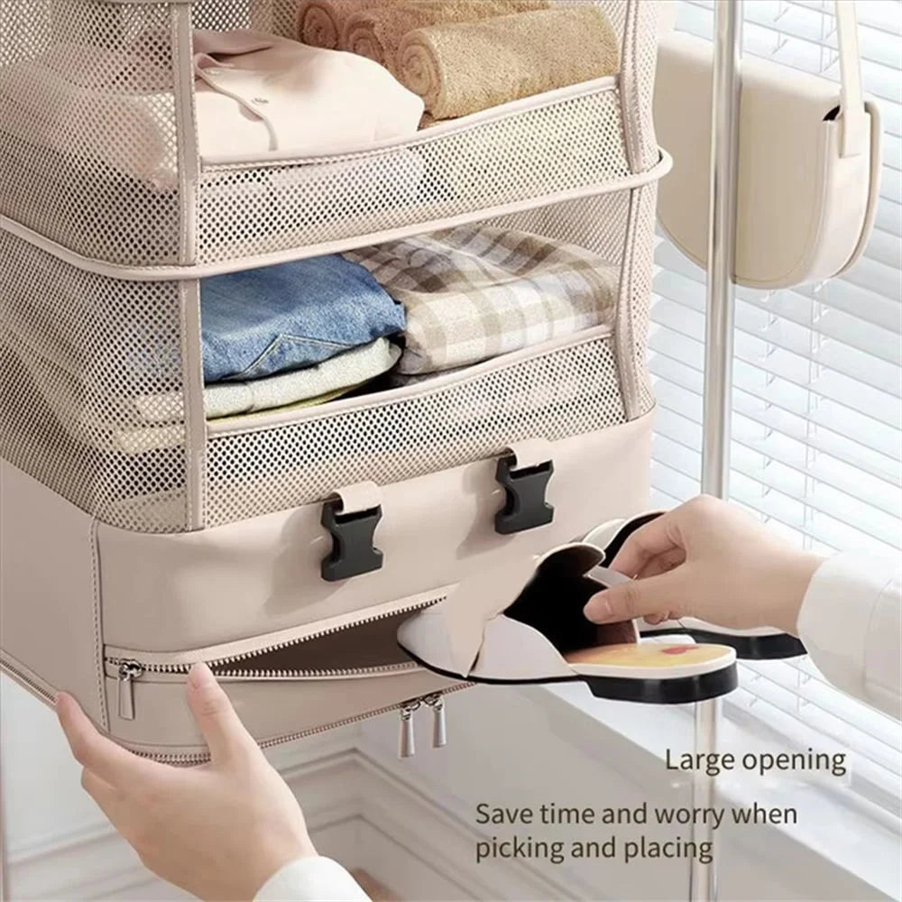 Polyester Hanging Bag 5 Layer Partition Storage Bag Large Capacity for Socks Shirts Jackets - 2