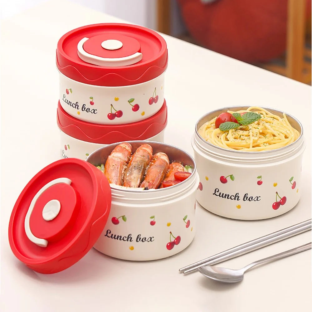 Cherry Pattern 316 Stainless Steel Lunch Box 440ML Portable Bento Container Microwave Safe for Students  /  Office Workers (No FDA) - 5