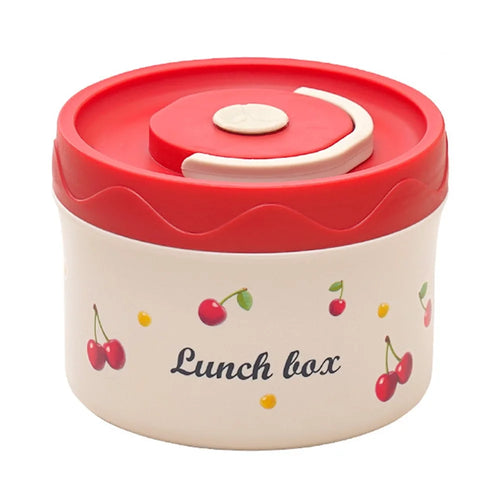 Cherry Pattern 316 Stainless Steel Lunch Box 600ML Portable Bento Container Microwave Safe for Students  /  Office Workers (No FDA) - 1