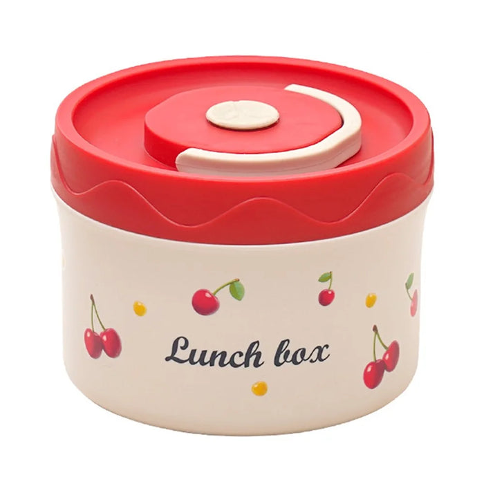 Cherry Pattern 316 Stainless Steel Lunch Box 600ML Portable Bento Container Microwave Safe for Students  /  Office Workers (No FDA) - 1