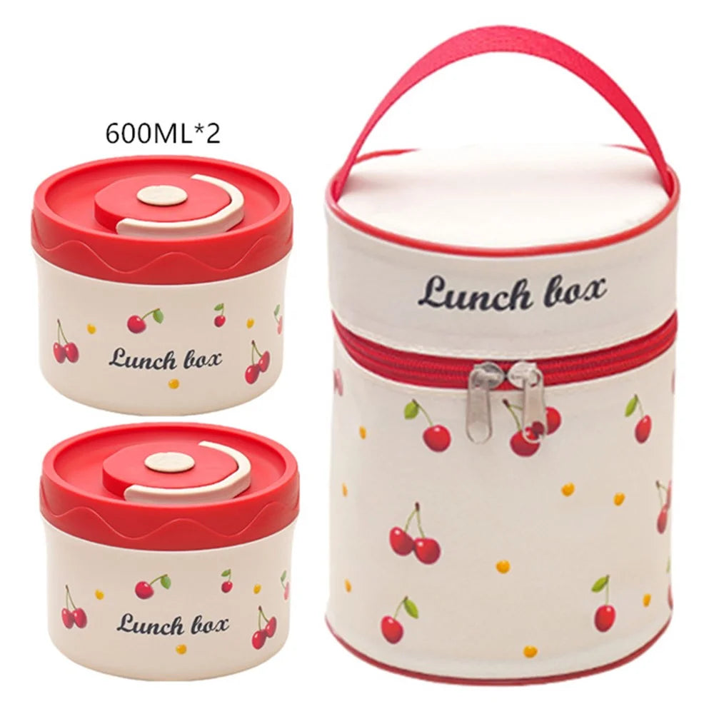 316 Stainless Steel Lunch Box Set with 2Pcs 600ML + Insulated Bag Microwave Safe Leak Proof for Students  /  Office Workers (No FDA) - 1