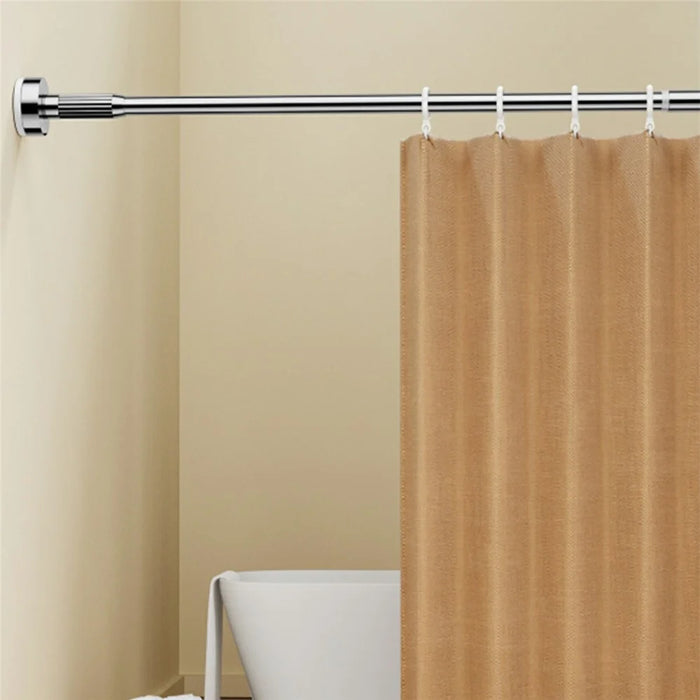 27MM 1.1-1.9M Retractable Stainless Steel Curtain Rod Extendable Clothesline Pole for Bathroom  /  Balcony  /  Window - Original Color - 7