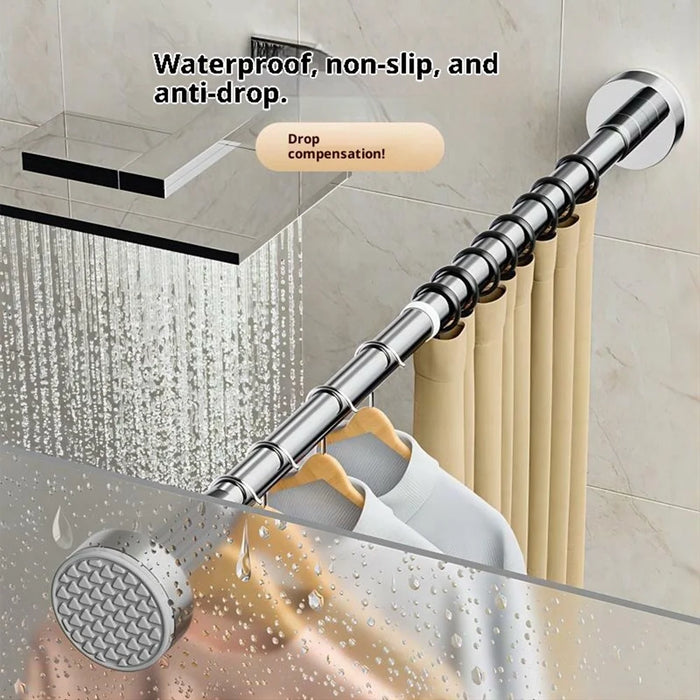 27MM Diameter 1.6-2.5M Extendable Clothesline Pole Stainless Steel Curtain Rod for Bathroom / Balcony - Original Color - 2
