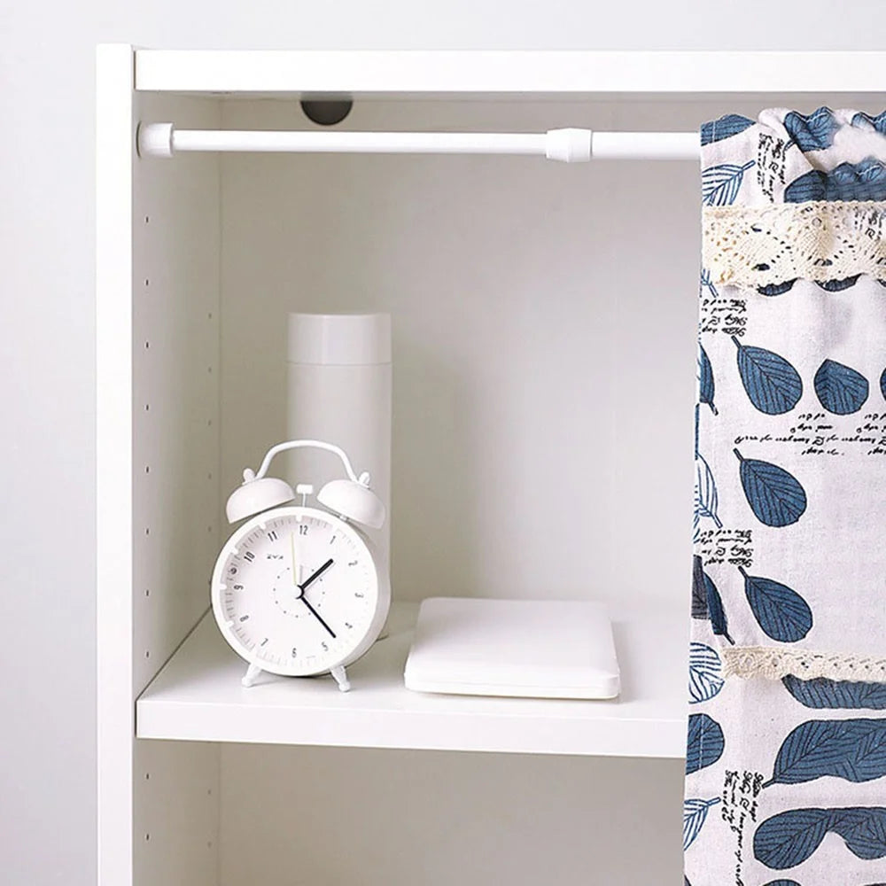 60-110CM Telescopic Wardrobe Clothes Hanger Rod No Drill Expandable Curtain Rod Tension Rod with 2 Rod Holders - 4