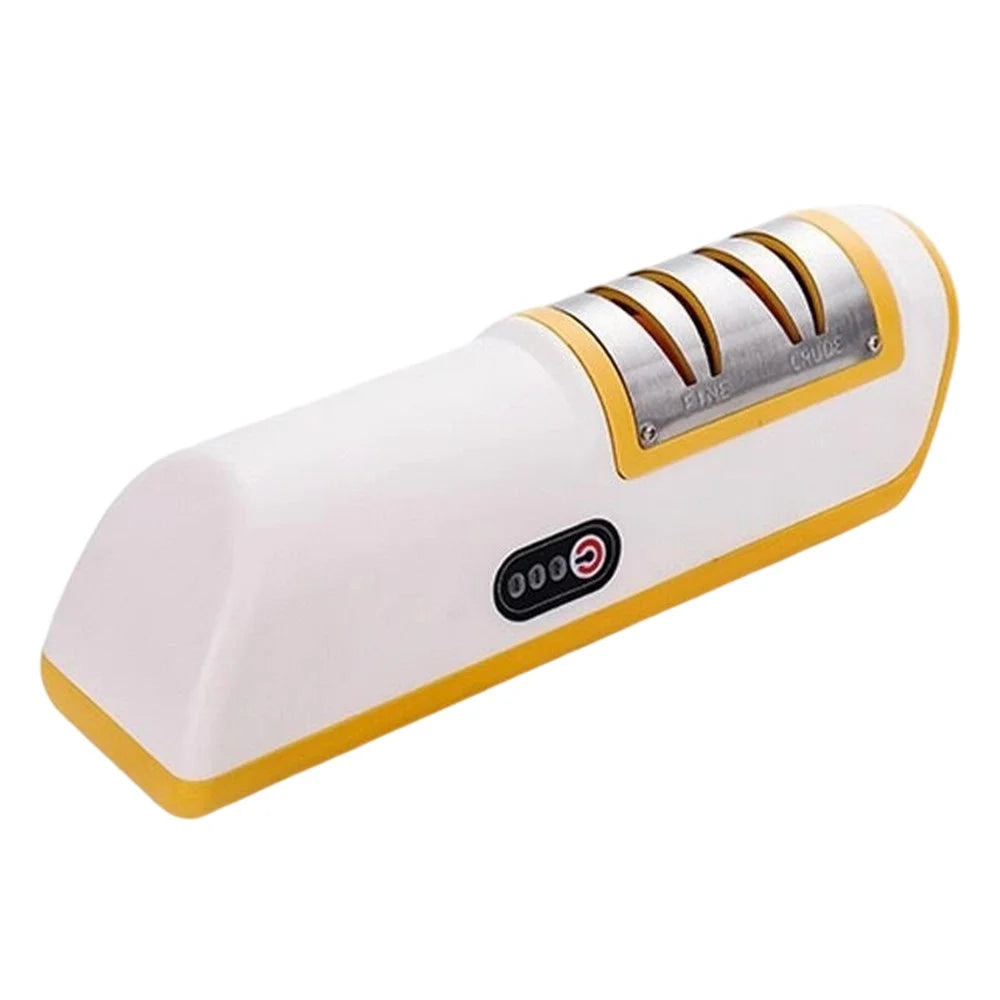 Electric Sharpener Battery Powered Kitchen Tool Knife Grinder with Speed Settings Fast Sharpening - Yellow - 1