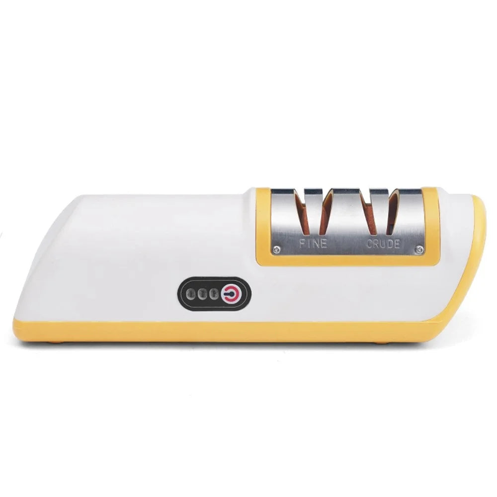 Electric Sharpener Battery Powered Kitchen Tool Knife Grinder with Speed Settings Fast Sharpening - Yellow - 2