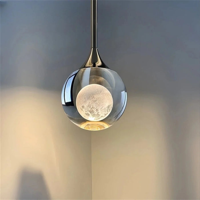 Crystal Moon Pendant Light 5W LED 3 Colors Light for Kitchen Bedroom Living Room - Black - 3