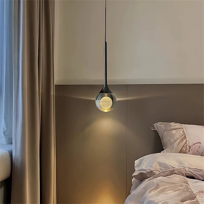 Crystal Moon Pendant Light 5W LED 3 Colors Light for Kitchen Bedroom Living Room - Black - 4