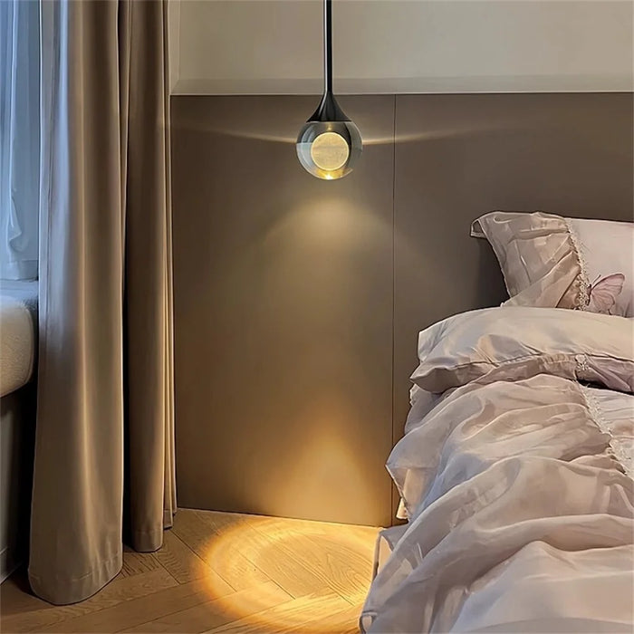 Crystal Moon Pendant Light 5W LED 3 Colors Light for Kitchen Bedroom Living Room - Black - 5