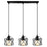 Pendant Light Rectangle Ceiling Plate with 3 Lighting Metal Cage Lampshade (E27 Lamp Cap, without Bulb) - 1