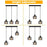 Pendant Light Rectangle Ceiling Plate with 3 Lighting Metal Cage Lampshade (E27 Lamp Cap, without Bulb) - 4