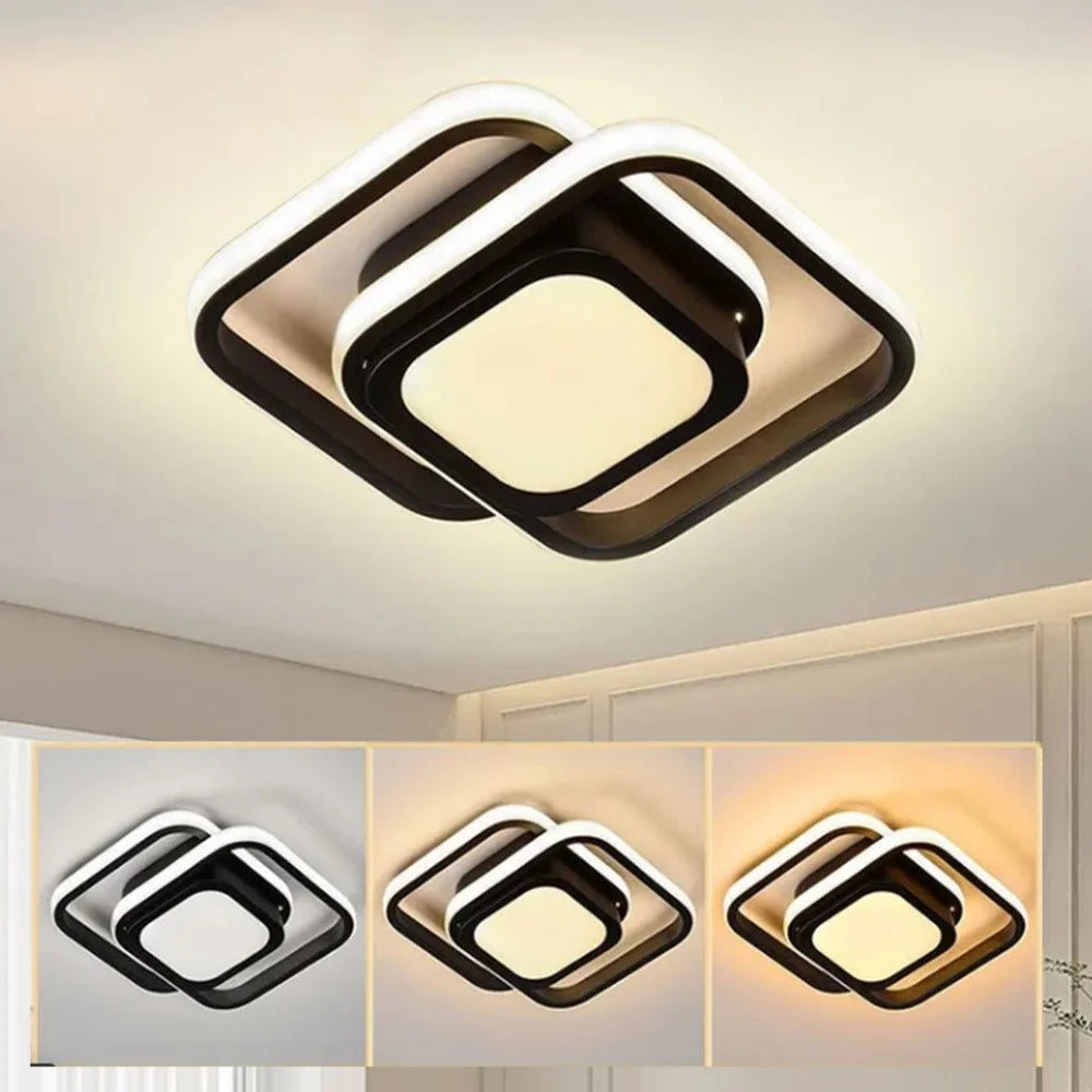 Square LED Ceiling Light 3 Color Temperature Adjustable for Entryway / Hallway / Closet / Balcony - Black - 2
