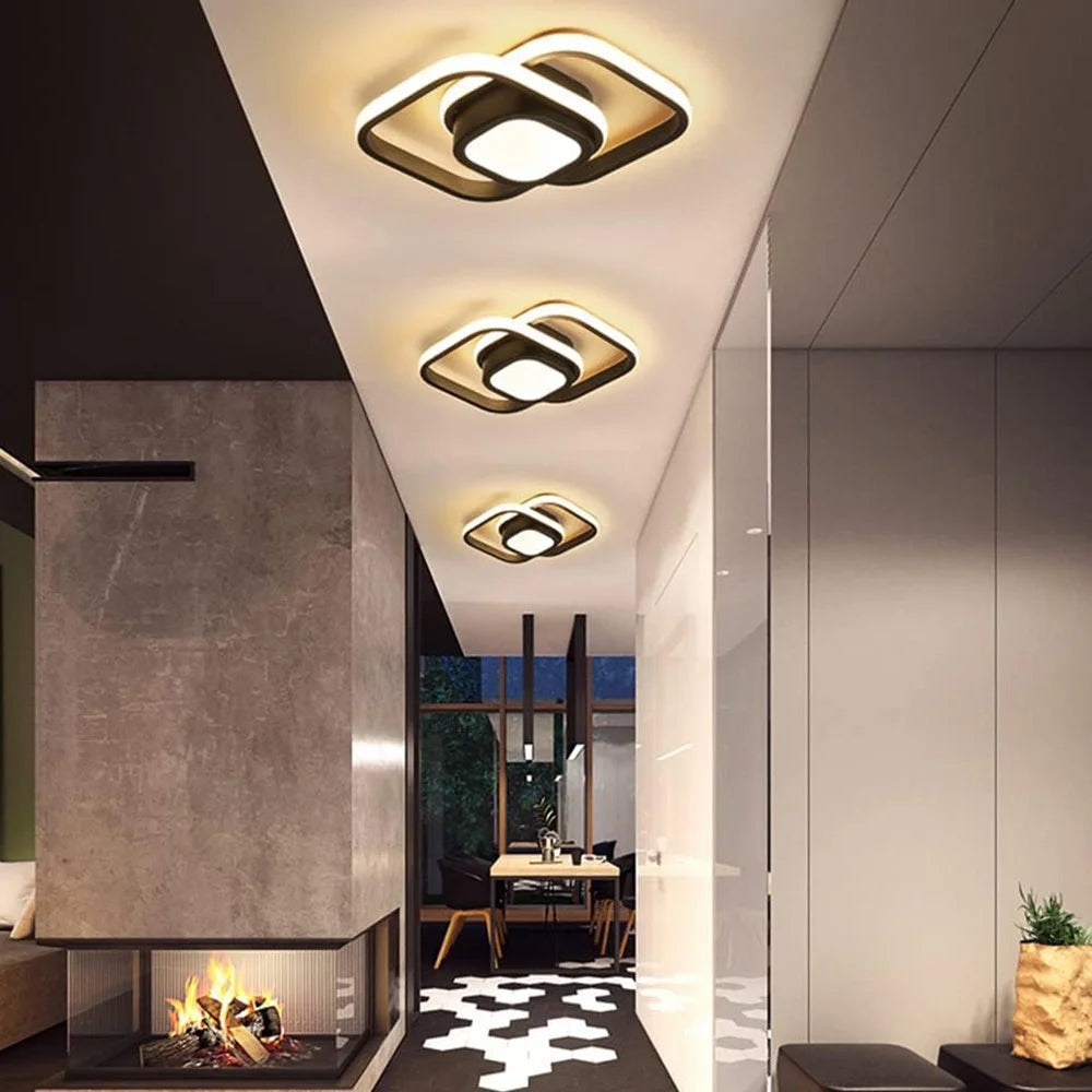 Square LED Ceiling Light 3 Color Temperature Adjustable for Entryway / Hallway / Closet / Balcony - Black - 5