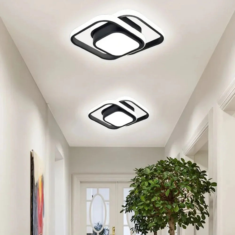 Square LED Ceiling Light 3 Color Temperature Adjustable for Entryway / Hallway / Closet / Balcony - Black - 6