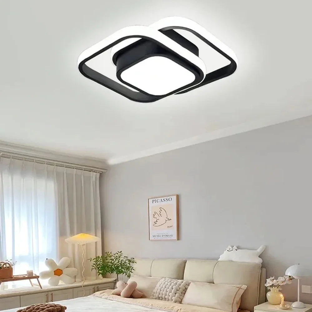 Square LED Ceiling Light 3 Color Temperature Adjustable for Entryway / Hallway / Closet / Balcony - Black - 7