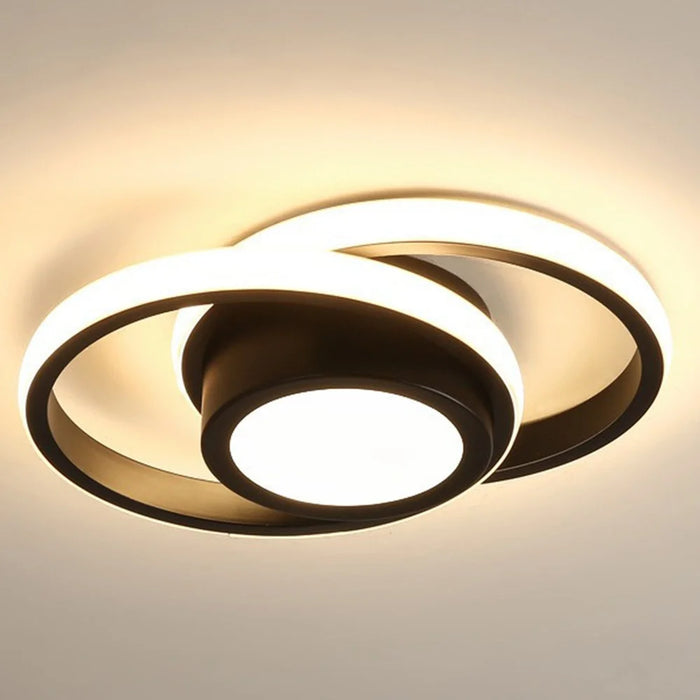 Round LED Ceiling Light 3 Color Temperatures Flush Mount Light for Kitchen Bedroom Laundry Closet Room - Black - 1
