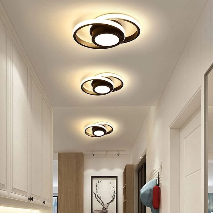 Round LED Ceiling Light 3 Color Temperatures Flush Mount Light for Kitchen Bedroom Laundry Closet Room - Black - 4