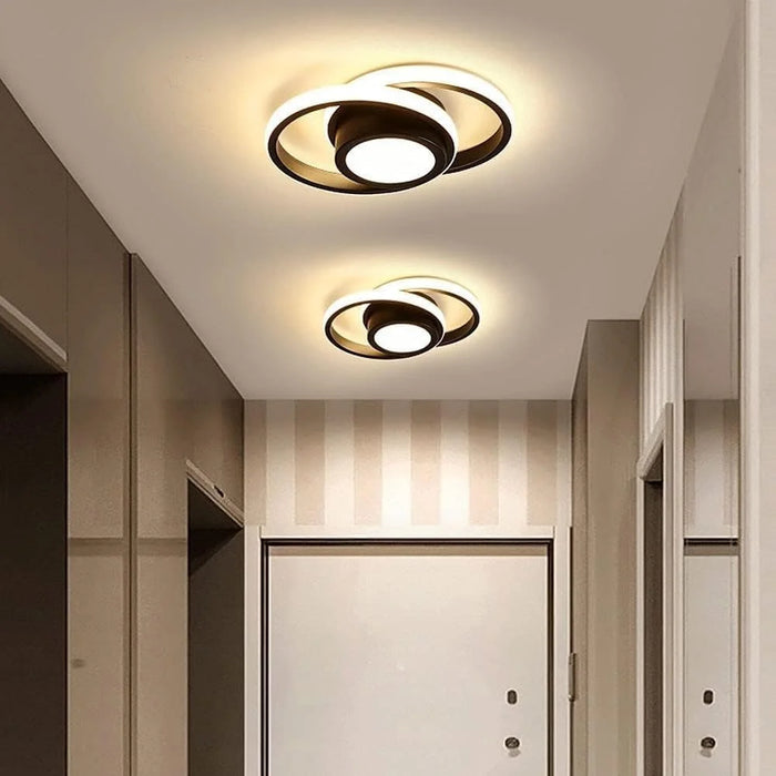 Round LED Ceiling Light 3 Color Temperatures Flush Mount Light for Kitchen Bedroom Laundry Closet Room - Black - 5