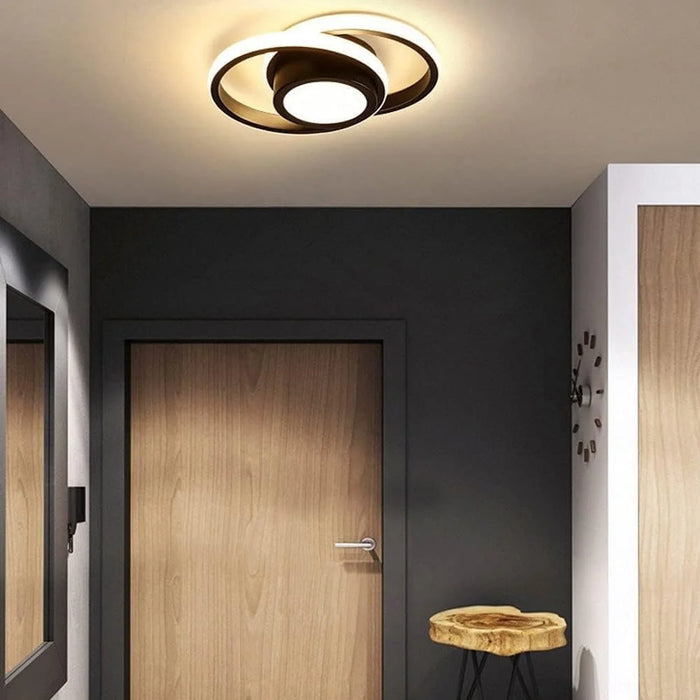 Round LED Ceiling Light 3 Color Temperatures Flush Mount Light for Kitchen Bedroom Laundry Closet Room - Black - 6