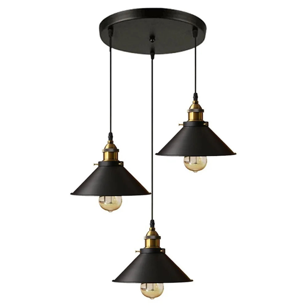 Vintage Industrial Indoor Light 22cm Lampshade 3-Bulb Ceiling Lamp Chandelier for Living Room / Bedroom (Without Bulbs) - 1