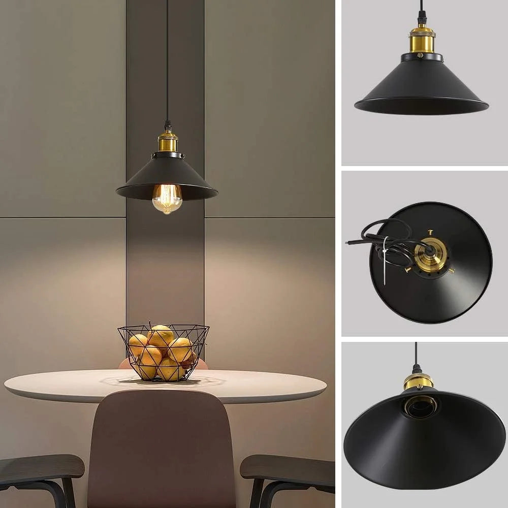 Vintage Industrial Indoor Light 22cm Lampshade 3-Bulb Ceiling Lamp Chandelier for Living Room / Bedroom (Without Bulbs) - 3