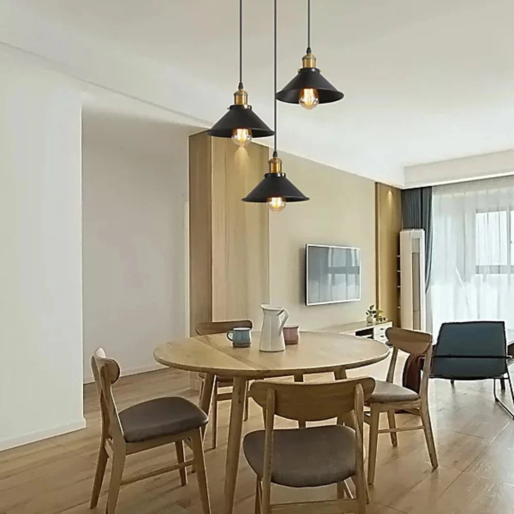 Vintage Industrial Indoor Light 22cm Lampshade 3-Bulb Ceiling Lamp Chandelier for Living Room / Bedroom (Without Bulbs) - 4