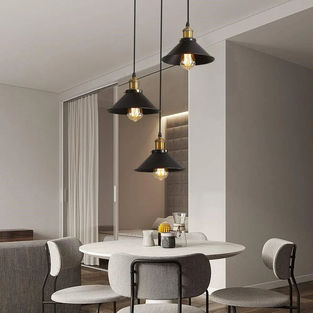 Vintage Industrial Indoor Light 22cm Lampshade 3-Bulb Ceiling Lamp Chandelier for Living Room / Bedroom (Without Bulbs) - 7