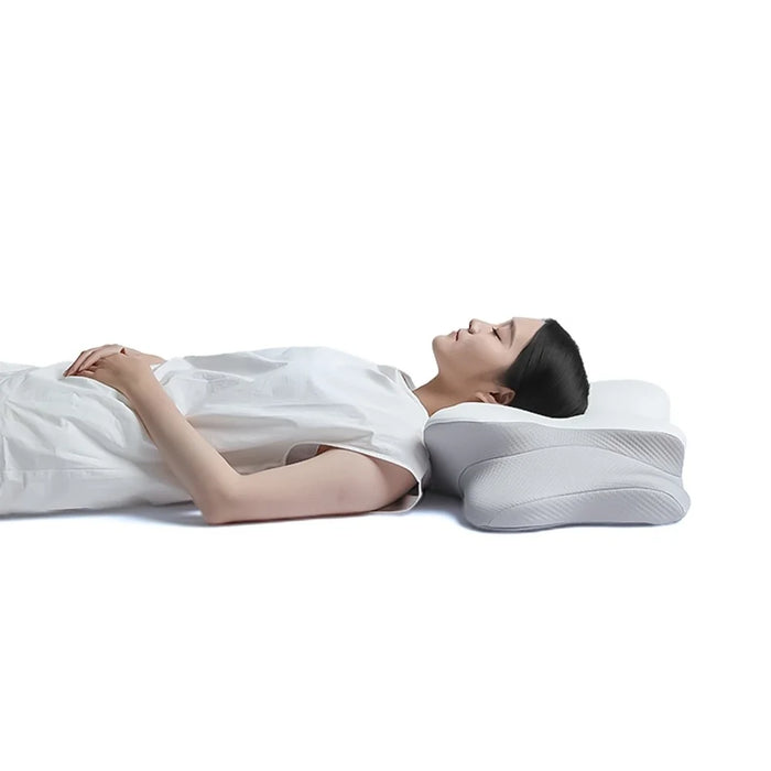 Ultra Soft Memory Foam Pillow Ergonomic Neck Support Cervical Pillow for Side Sleepers - Silver White - 2