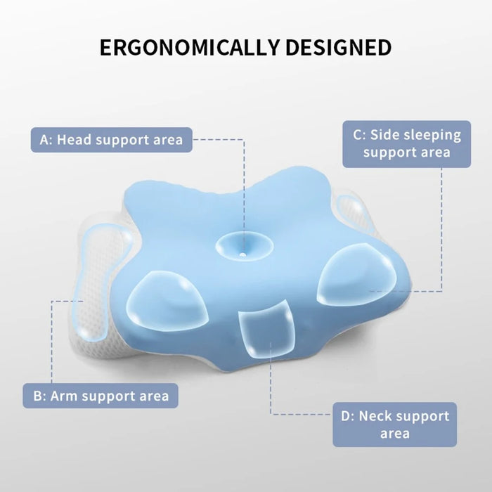 Ultra Soft Memory Foam Pillow Ergonomic Neck Support Cervical Pillow for Side Sleepers - Silver White - 6