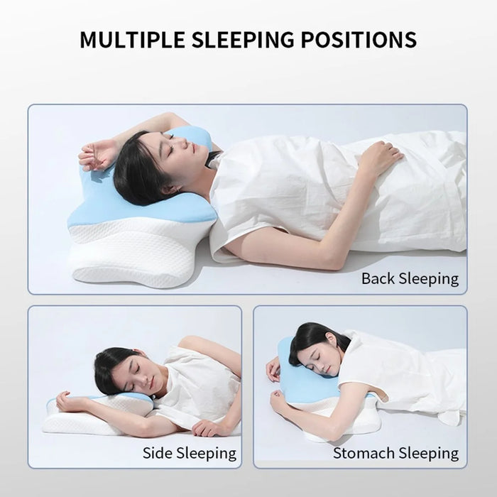 Ultra Soft Memory Foam Pillow Ergonomic Neck Support Cervical Pillow for Side Sleepers - Silver White - 7