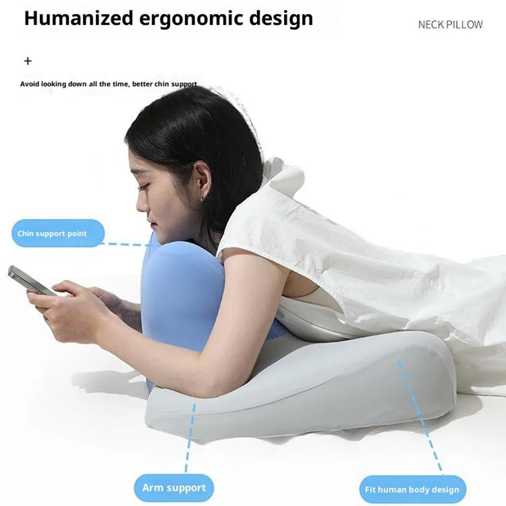 Memory Foam Pillow for Prone Sleeping Gaming Multifunctional Cervical Support Cushion - Violet - 6